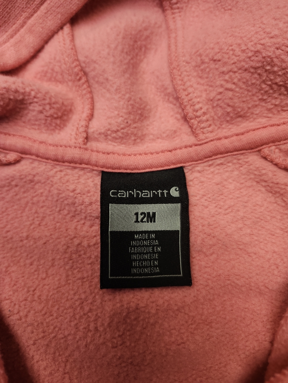 ☆ Carhartt Girl's Infant Hooded Zip Up Bodysuit Coverall Size 12 Months Pink - Picture 4 of 10